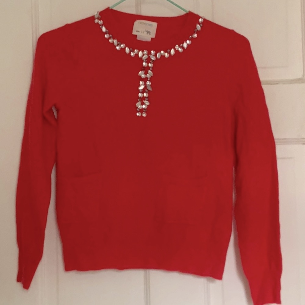 Crewcuts by J. Crew girls red bejeweled sweater in size 12